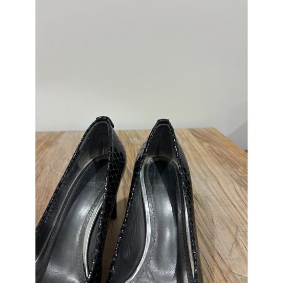Stuart Weitzman Plainfield Peep Toe Pumps Black Size 6.5 - Picture 2 of 8